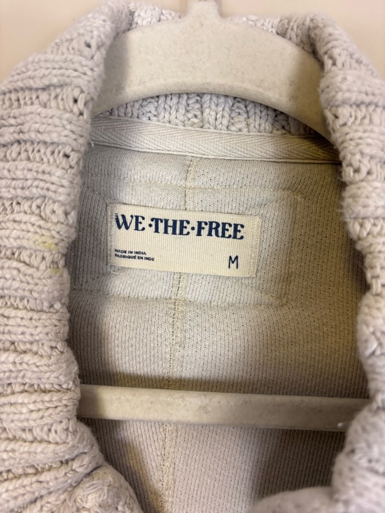 Free People We The Free Light Cream Button-Front Knit Bomber Jacket Medium - Picture 6 of 8